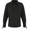 imageMens Medieval Lace Up Pirate Mercenary Scottish Wide Cuff Shirt Costume Renaissance Viking Top01 Black