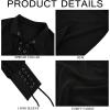 imageMens Medieval Lace Up Pirate Mercenary Scottish Wide Cuff Shirt Costume Renaissance Viking Top01 Black