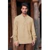 imageMens Medieval Pirate Shirt Steampunk Retro Renaissance Viking Long Sleeve Lace Up Mercenary Halloween Scottish TopsBeige