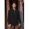 imageMens Medieval Pirate Shirt Steampunk Retro Renaissance Viking Long Sleeve Lace Up Mercenary Halloween Scottish TopsBlack
