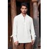 imageMens Medieval Pirate Shirt Steampunk Retro Renaissance Viking Long Sleeve Lace Up Mercenary Halloween Scottish TopsWhite