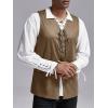 imageRuncati Mens Medieval Renaissance Vest Pirate Gothic Halloween Costume Suede Lace Up Reversible WaistcoatBlue