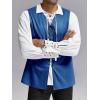 imageRuncati Mens Medieval Renaissance Vest Pirate Gothic Halloween Costume Suede Lace Up Reversible WaistcoatBlue