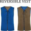imageRuncati Mens Medieval Renaissance Vest Pirate Gothic Halloween Costume Suede Lace Up Reversible WaistcoatBlue