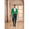 imageRuncati Mens Steampunk Victorian Jacket Gothic Tailcoat Costume Vintage Tuxedo Viking Renaissance Pirate Halloween CoatsGreenx
