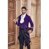 imageRuncati Mens Steampunk Victorian Jacket Gothic Tailcoat Costume Vintage Tuxedo Viking Renaissance Pirate Halloween CoatsPurplex