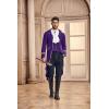 imageRuncati Mens Steampunk Victorian Jacket Gothic Tailcoat Costume Vintage Tuxedo Viking Renaissance Pirate Halloween CoatsPurplex