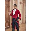 imageRuncati Mens Steampunk Victorian Jacket Gothic Tailcoat Costume Vintage Tuxedo Viking Renaissance Pirate Halloween CoatsRedx