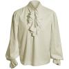 imageRuncati Mens Pirate Shirt Ruffle Victorian Renaissance Steampunk Vampire Poet Shirts Medieval Halloween Costume01 Beige