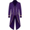 imageRuncati Mens Steampunk Victorian Jacket Gothic Tailcoat Costume Vintage Tuxedo Viking Renaissance Pirate Halloween CoatsPurplex