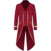 imageRuncati Mens Steampunk Victorian Jacket Gothic Tailcoat Costume Vintage Tuxedo Viking Renaissance Pirate Halloween CoatsRedx