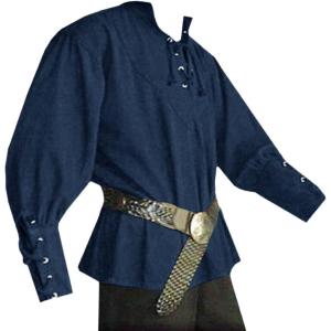 imageMens Medieval Lace Up Pirate Mercenary Scottish Wide Cuff Shirt Costume Renaissance Viking Top01 Blue