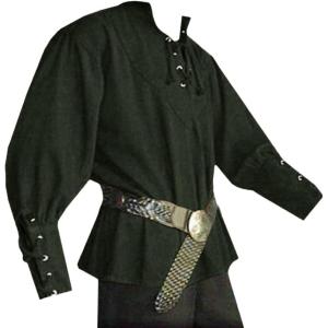 imageMens Medieval Lace Up Pirate Mercenary Scottish Wide Cuff Shirt Costume Renaissance Viking Top01 Brown