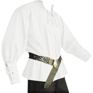 imageMens Medieval Lace Up Pirate Mercenary Scottish Wide Cuff Shirt Costume Renaissance Viking Top01 White