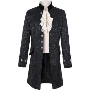 imageMens Steampunk Medieval Jacket Pirate Viking Renaissance Costume Formal Tailcoat Gothic Victorian Halloween Tuxedo CoatsBlack
