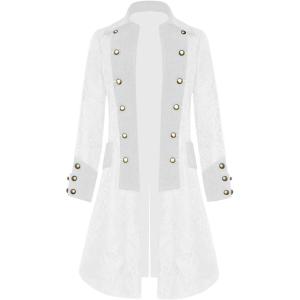 imageMens Steampunk Medieval Jacket Pirate Viking Renaissance Costume Formal Tailcoat Gothic Victorian Halloween Tuxedo CoatsYwhite