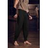 imageMens Medieval Pirate Ankle Pants Viking Renaissance Costume Lace Up Tapered Banded Navigator TrousersBlack