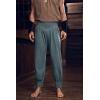 imageMens Medieval Pirate Ankle Pants Viking Renaissance Costume Lace Up Tapered Banded Navigator TrousersGray