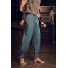 imageMens Medieval Pirate Ankle Pants Viking Renaissance Costume Lace Up Tapered Banded Navigator TrousersGray