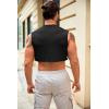 imageMens Workout Cropped Tank Top Plain Vest Lightweight Basic Sleeveless Crop Tops Hot ShirtsBlack