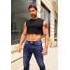 imageMens Workout Cropped Tank Top Plain Vest Lightweight Basic Sleeveless Crop Tops Hot ShirtsBlack