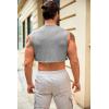 imageMens Workout Cropped Tank Top Plain Vest Lightweight Basic Sleeveless Crop Tops Hot ShirtsGray