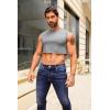 imageMens Workout Cropped Tank Top Plain Vest Lightweight Basic Sleeveless Crop Tops Hot ShirtsGray