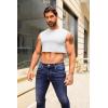 imageMens Workout Cropped Tank Top Plain Vest Lightweight Basic Sleeveless Crop Tops Hot ShirtsWhite