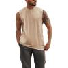 imageMens Workout Cut Off Shirts Perfect Muscle Shirt Bodybuilding Tak Tops Sleeveless Gym T ShirtsKhaki