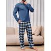 imageRuncati Mens 2 Piece Pajama Set Plaid Sleepwear PJ Relaxed Fit Stretch Lounge Nightwear SetsBlue