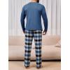 imageRuncati Mens 2 Piece Pajama Set Plaid Sleepwear PJ Relaxed Fit Stretch Lounge Nightwear SetsBlue