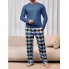 imageRuncati Mens 2 Piece Pajama Set Plaid Sleepwear PJ Relaxed Fit Stretch Lounge Nightwear SetsBlue