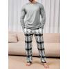 imageRuncati Mens 2 Piece Pajama Set Plaid Sleepwear PJ Relaxed Fit Stretch Lounge Nightwear SetsLight Grey