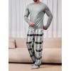 imageRuncati Mens 2 Piece Pajama Set Plaid Sleepwear PJ Relaxed Fit Stretch Lounge Nightwear SetsLight Grey