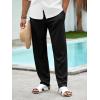 imageRuncati Mens Beach Elastic Waist Pants Casual Lightweight Drawstring Lounge Summer Yoga TrousersBlack