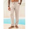 imageRuncati Mens Casual Pants Linen Elastic Waist Drawstring Lightweight Pants Loose Fit Summer Beach Yoga TrouserApricot