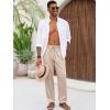 imageRuncati Mens Casual Pants Linen Elastic Waist Drawstring Lightweight Pants Loose Fit Summer Beach Yoga TrouserApricot