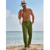 imageRuncati Mens Casual Pants Linen Elastic Waist Drawstring Lightweight Pants Loose Fit Summer Beach Yoga TrouserArmy Green