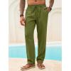 imageRuncati Mens Casual Pants Linen Elastic Waist Drawstring Lightweight Pants Loose Fit Summer Beach Yoga TrouserArmy Green