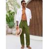 imageRuncati Mens Casual Pants Linen Elastic Waist Drawstring Lightweight Pants Loose Fit Summer Beach Yoga TrouserArmy Green