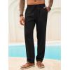 imageRuncati Mens Casual Pants Linen Elastic Waist Drawstring Lightweight Pants Loose Fit Summer Beach Yoga TrouserBlack