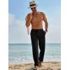 imageRuncati Mens Casual Pants Linen Elastic Waist Drawstring Lightweight Pants Loose Fit Summer Beach Yoga TrouserBlack