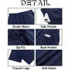 imageRuncati Mens Casual Pants Linen Elastic Waist Drawstring Lightweight Pants Loose Fit Summer Beach Yoga TrouserDark Blue