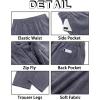 imageRuncati Mens Casual Pants Linen Elastic Waist Drawstring Lightweight Pants Loose Fit Summer Beach Yoga TrouserDark Grey