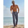 imageRuncati Mens Casual Pants Linen Elastic Waist Drawstring Lightweight Pants Loose Fit Summer Beach Yoga TrouserDark Grey