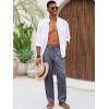 imageRuncati Mens Casual Pants Linen Elastic Waist Drawstring Lightweight Pants Loose Fit Summer Beach Yoga TrouserDark Grey