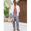 imageRuncati Mens Casual Pants Linen Elastic Waist Drawstring Lightweight Pants Loose Fit Summer Beach Yoga TrouserGrey
