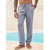 imageRuncati Mens Casual Pants Linen Elastic Waist Drawstring Lightweight Pants Loose Fit Summer Beach Yoga TrouserGrey