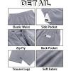 imageRuncati Mens Casual Pants Linen Elastic Waist Drawstring Lightweight Pants Loose Fit Summer Beach Yoga TrouserGrey
