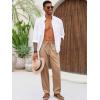 imageRuncati Mens Casual Pants Linen Elastic Waist Drawstring Lightweight Pants Loose Fit Summer Beach Yoga TrouserLight Brown